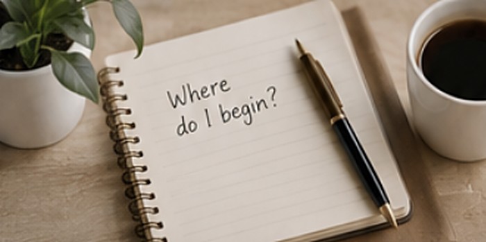 Notebook that reads Where do I begin?